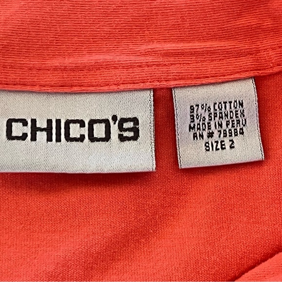 Chico's Women's Collared Tank Top 2 Orange Knit Stretch Sleeveless Button Large - Picture 4 of 9